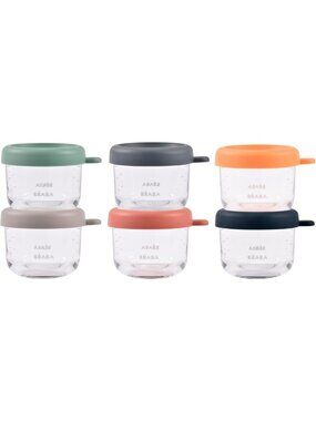 6 Pack Glass Baby Food Storage Jars with Silicone Lids - 5 oz, Microwave
